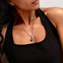 Load image into Gallery viewer, Teardrop Lapis Ashes Urn Necklace - Rose Gold