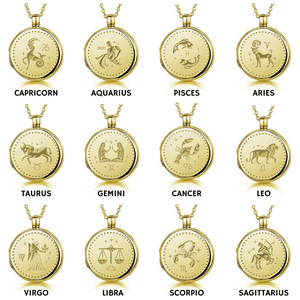 Zodiac Round Locket – Gold