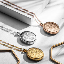 Load image into Gallery viewer, Large Oval Scroll Rose Gold Locket