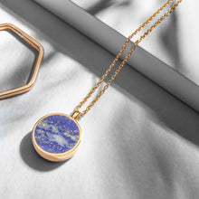 Load image into Gallery viewer, Lapis Lazuli Modern Round Locket – Gold