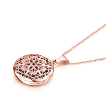 Load image into Gallery viewer, Round Filigree Locket With Sapphire Stone - Rose Gold