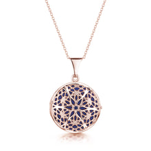 Load image into Gallery viewer, Round Filigree Locket With Sapphire Stone - Rose Gold