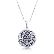 Load image into Gallery viewer, Round Filigree Locket With Sapphire Stone - Silver