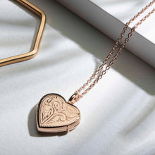 Load image into Gallery viewer, Full Scroll Heart Engraved Locket – Rose Gold