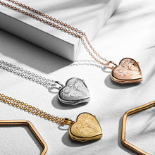 Load image into Gallery viewer, Full Scroll Heart Engraved Locket – Gold
