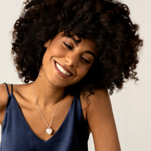 Load image into Gallery viewer, Mother of Pearl Modern Heart Locket – Silver