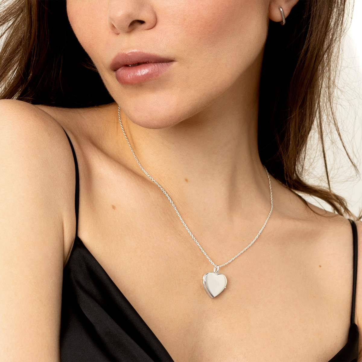 Plain silver heart locket hot sale