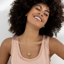 Load image into Gallery viewer, Round Filigree Locket With Sapphire Stone - Gold