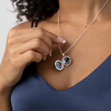 Load image into Gallery viewer, Lapis Lazuli Modern Round Locket – Silver