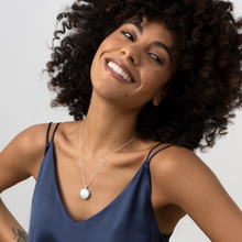 Load image into Gallery viewer, Mother of Pearl Modern Round Locket – Silver