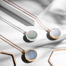 Load image into Gallery viewer, Mother of Pearl Modern Round Locket – Silver