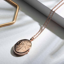 Load image into Gallery viewer, Little Oval Scroll Locket – Rose Gold