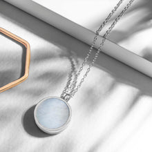 Load image into Gallery viewer, Mother of Pearl Modern Round Locket – Silver