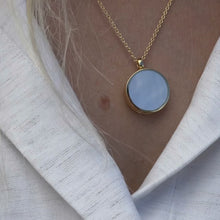 Load and play video in Gallery viewer, Mother of Pearl Modern Round Locket – Gold
