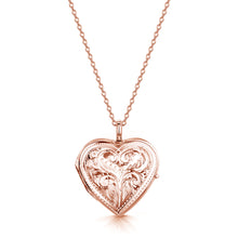 Load image into Gallery viewer, Full Scroll Heart Engraved Locket – Rose Gold