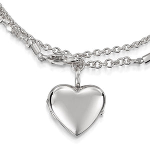 Silver Nugget Heart Locket Bracelet