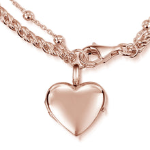 Load image into Gallery viewer, Rope Chain Heart Locket Bracelet - Rose Gold