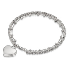 Load image into Gallery viewer, Rope Chain Heart Locket Bracelet -Silver