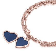 Load image into Gallery viewer, Rope Chain Heart Locket Bracelet - Rose Gold