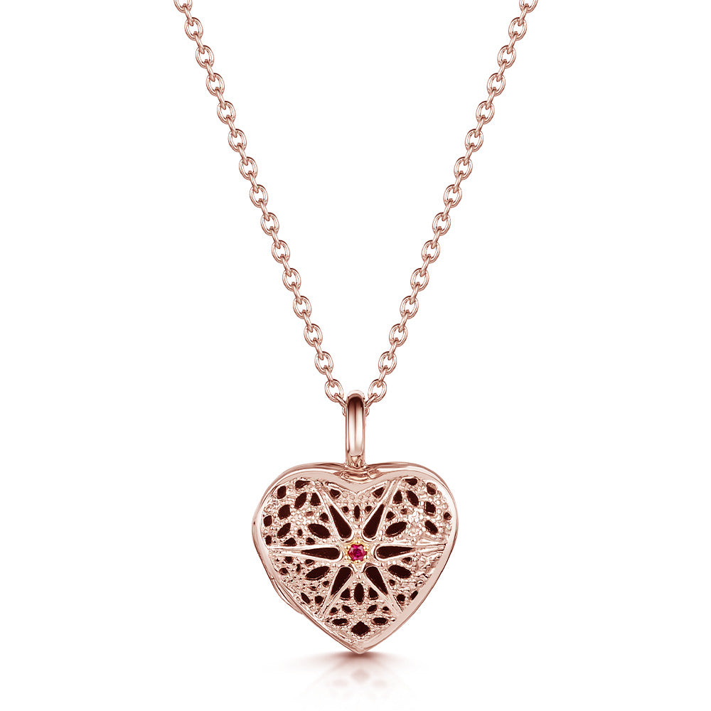 Filigree Personalised Heart Locket – Rose Gold – LOVELOX