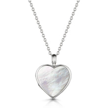 Load image into Gallery viewer, Mother of Pearl Modern Heart Locket – Silver
