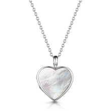 Load image into Gallery viewer, Mother of Pearl Modern Heart Locket – Silver