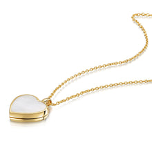 Load image into Gallery viewer, Mother of Pearl Modern Heart Locket – Gold