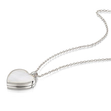 Load image into Gallery viewer, Mother of Pearl Modern Heart Locket – Silver