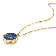 Load image into Gallery viewer, Lapis Lazuli Modern Round Locket – Gold