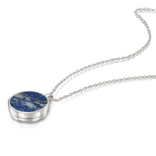 Load image into Gallery viewer, Lapis Lazuli Modern Round Locket – Silver
