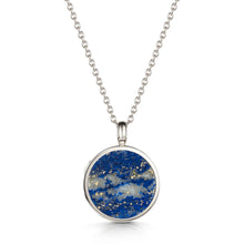 Load image into Gallery viewer, Lapis Lazuli Modern Round Locket – Silver