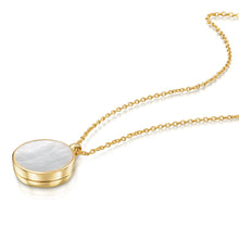 Load image into Gallery viewer, Mother of Pearl Modern Round Locket – Gold