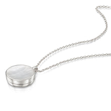Load image into Gallery viewer, Mother of Pearl Modern Round Locket – Silver
