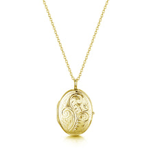 Load image into Gallery viewer, Little Oval Scroll Locket – Solid 14k Gold