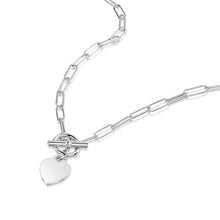 Load image into Gallery viewer, Personalised T-Bar Paperclip Chain with Heart Pendant – Silver
