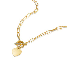 Load image into Gallery viewer, Personalised T-Bar Paperclip Chain with Heart Pendant – Gold
