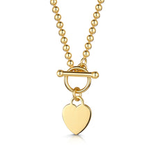 Load image into Gallery viewer, Personalised Bead Chain T-Bar Heart Necklace – Gold
