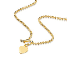 Load image into Gallery viewer, Personalised Bead Chain T-Bar Heart Necklace – Gold
