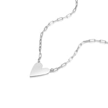 Load image into Gallery viewer, Personalised Heart Pendant with Paperclip Chain – Silver

