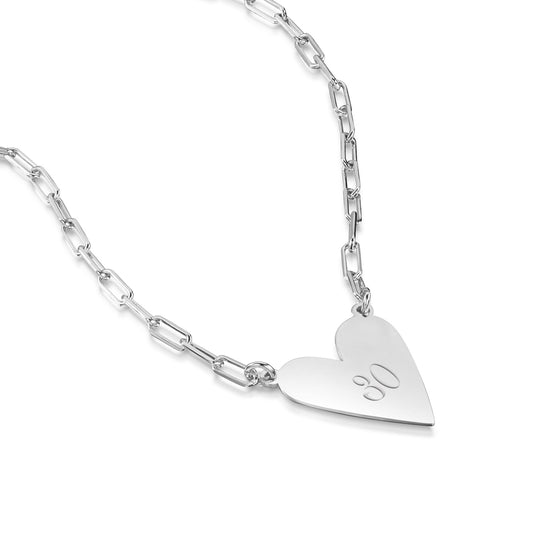 Personalised Heart Pendant with Paperclip Chain – Silver
