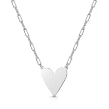 Load image into Gallery viewer, Personalised Heart Pendant with Paperclip Chain – Silver
