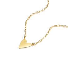 Load image into Gallery viewer, Personalised Heart Pendant with Paperclip Chain – Gold
