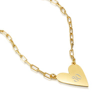 Load image into Gallery viewer, Personalised Heart Pendant with Paperclip Chain – Gold
