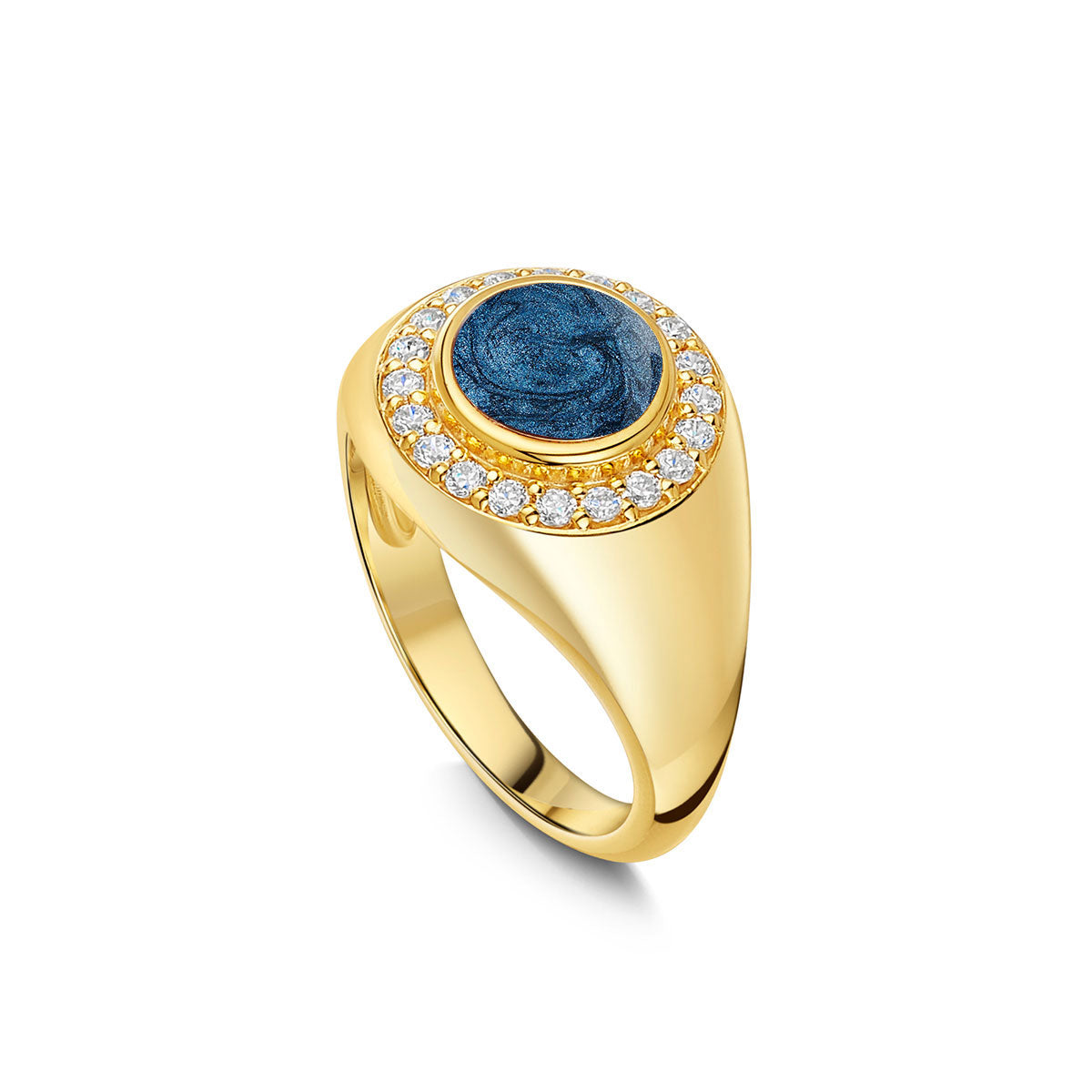 Crystal Signet Ashes Resin Ring - Gold