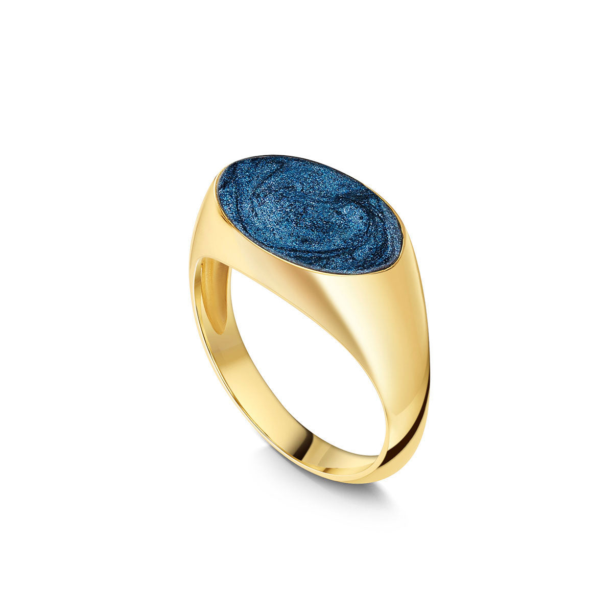 Large Oval Signet Ashes Resin Ring - Gold