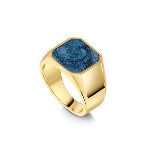 Men's Octagonal Signet Ashes Resin Ring - Gold