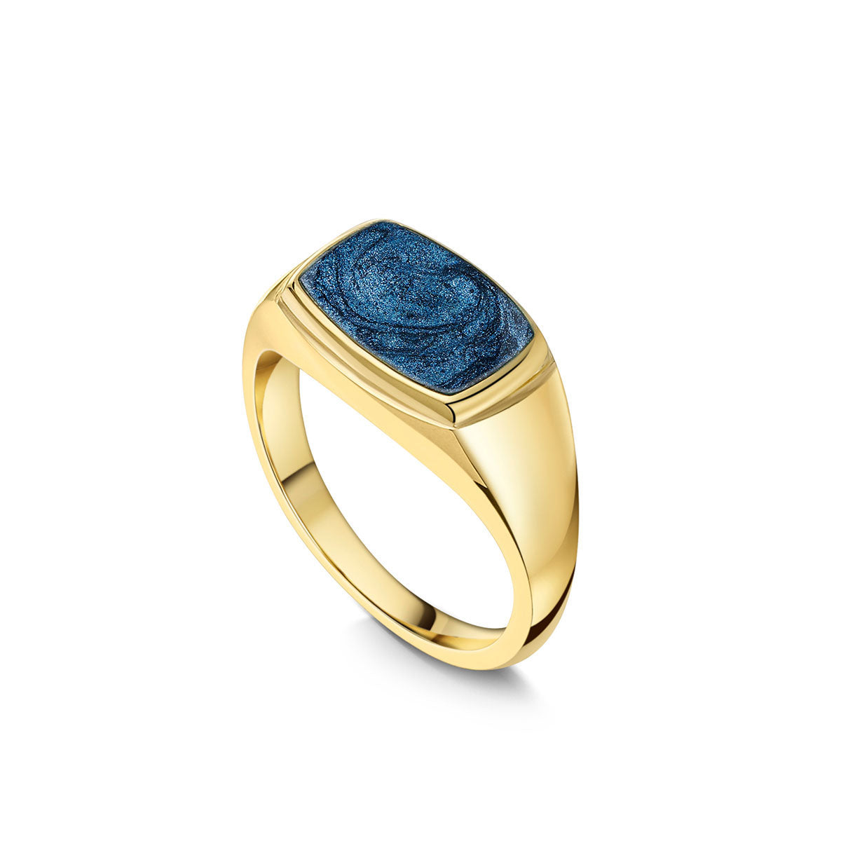 Men's Rectangular Signet Ashes Resin Ring - Gold
