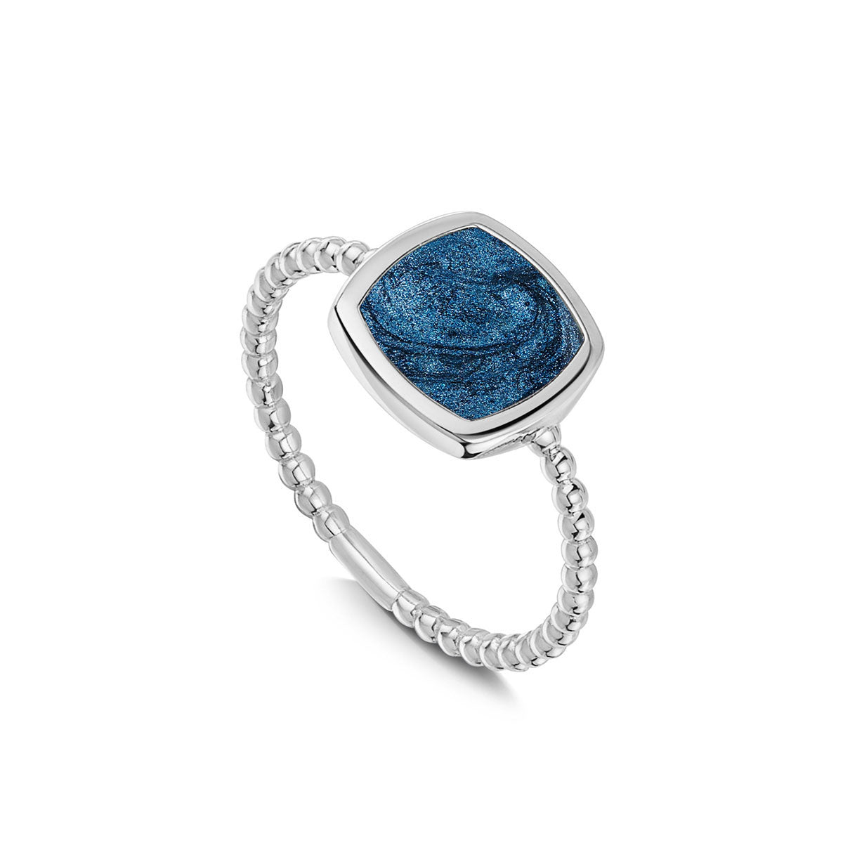 Rounded Square Ashes Resin Ring Beaded Band