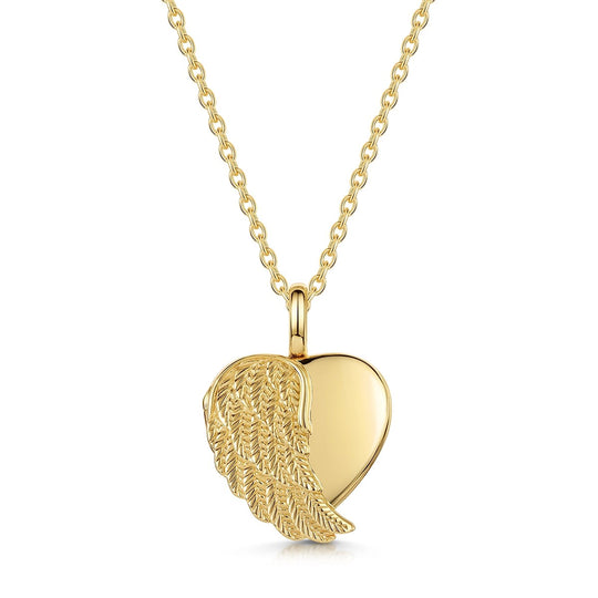 Angel Wing Heart Locket Gold