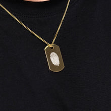 Load image into Gallery viewer, Men's Fingerprint Army Dog Tag Necklace - Gold
